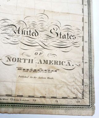 Rare 1829 Jackson Wreath Map Insert United States of North America John Melish 2