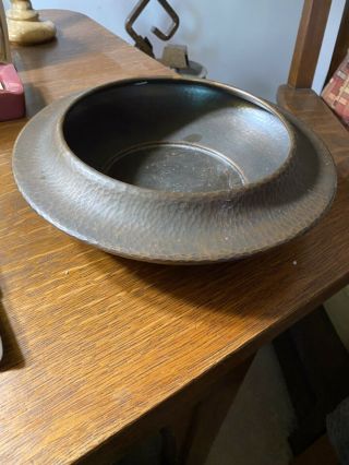 Antique Roycroft Arts Crafts Hammered Copper 11” Bowl - Signed