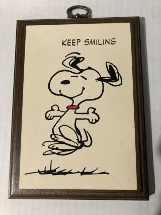Vintage Springbok Snoopy & Woodstock Keep Smiling Plaque 1971 By Charles M Schul