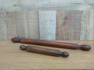2 Vintage Rolling Pins One Piece Solid Wood Rolling Pins