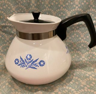 Vintage Corning Ware 6 - Cup Teapot P - 104 Blue Cornflower Tea Pot Kettle With Lid