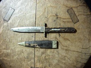 Antique 19th Century Bowie Boot Knife Dagger Made Manson Sheffield Bone Handle