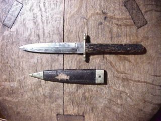 Antique 19th Century BOWIE BOOT KNIFE DAGGER Made MANSON SHEFFIELD Bone Handle 2