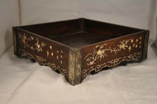 Plateau Lettre Ancien Chinois Antique Chinese Mother Of Pearl Inlay Tray 18th C.