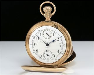 Antique Timing & Repeating Watch Co Chronograph 14k Gold Filled Pocket Watch