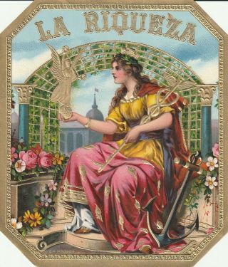 1 Cigar Label 807 La Riqueza,  Lytho,  Vitolas,  Bauchbinden,  Cigar Labels