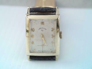Vintage Mens Solid 14k Gold 23 Jewel Lord Elgin Wristwatch Running
