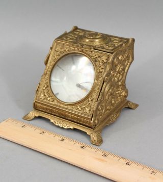 19thc Antique Brass Fancy Victorian Magnifying Glass Pocket Watch Holder,  Nr