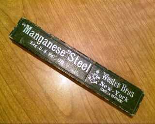 Vintage Wester Bros - York Straight Razor Box Only " Manganese " Steel Germany