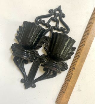 Antique Cast Iron Double Wall Mount Match Holder C1800s