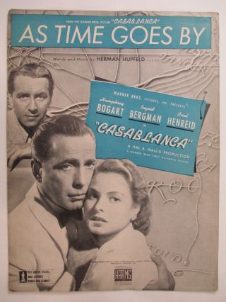 1931 As Time Goes By Humphrey Bogart,  Ingrid Bergman Casablanca Sheet Music