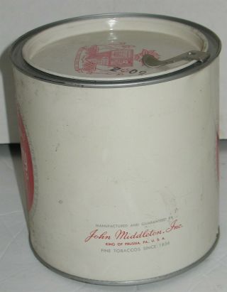 Vtg Middleton ' s Cherry Blend White/Red Tobacco Lidded Storage Tin Can Canister 2