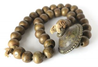 X Large Antique African Sand Cast Bronze Or Brass Beads,  W/ Xl Bicone Bead