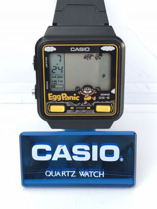 Vintage Casio Ge - 6 Egg Panic Game Wrist Watch Module 499 Very Rare Japan Quartz