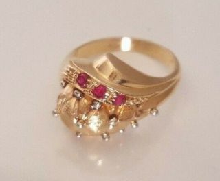 Antique 18k Solid Gold & Ruby Dress Ring 7.  16g Size O 1/2 - 7 1/4