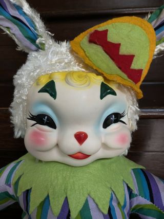 Vintage Rushton Co.  Star Creations Plush Toy Bunny Rabbit In Clown Outfit Rare