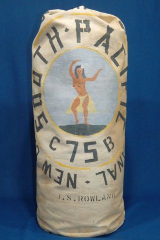 Wwii Ww2 75th Cb Us Navy Seabees Painted Guadalcanal Sea Bag Duffle Hula Dancer