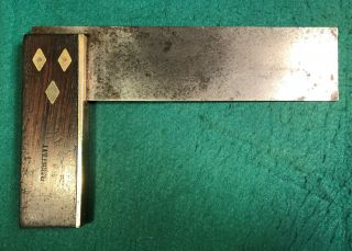 Vintage Wood / Brass & Steel 7 " Try - Square Made In England
