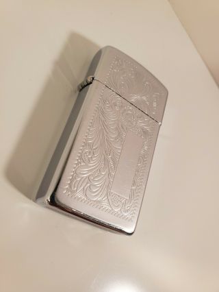 Vintage Zippo Stainless Cigarette Lighter Ornate Engraved Design