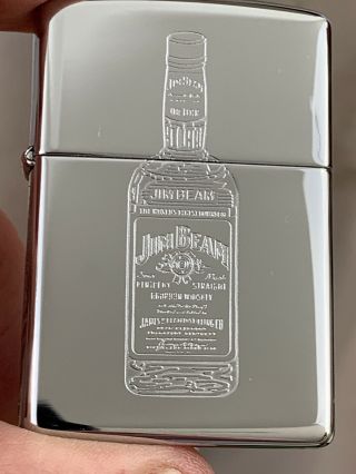 1995 Zippo Lighter - Jim Beam Bourbon Whiskey Bottle - High Polish Finish