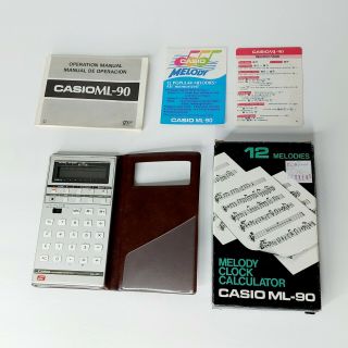 Vintage Casio Ml - 90 Melody Clock Calculator With Box Need Batteries