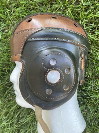 Antique Stall & Dean Dog Ear Vintage All Leather 1920s Football Helmet Old Circa