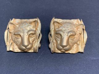 Vintage Park Lane Designer Gold Tone Lion Head Earrings