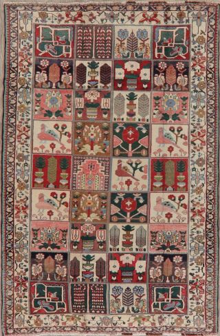 Vintage Garden Design Bakhtiari Geometric Oriental Area Rug Handmade Carpet 5x7