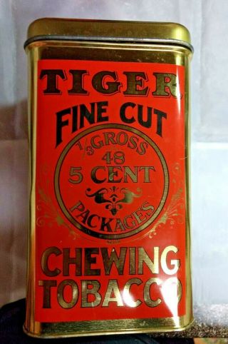 Vintage Bright Tiger Chewing Tobacco Tin Can Decorative Collectables
