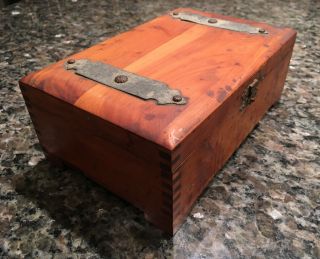 Vintage Cigar Box,  Hand Crafted,  Wood,  Outside: 3x 5 1/2 X 8 1/4 Inches.