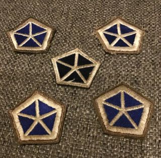 (5) Vintage World War Ii Patches 5 Sided Stars 2.  1 " Round Us Army