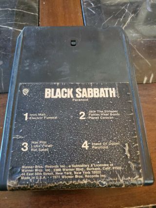 Black Sabbath Paranoid 8 Track Tape 1976 Wb - M8 - 1887 Rare Vintage Metal Rock