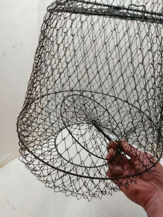 Vintage Fishing Collapsible Metal Basket/Mesh Wire Trap Bait Cage 3