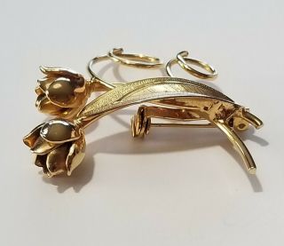 Vintage Gold Tone Rose Brooch Lapel Pin Great Gift Idea 3