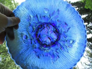 Northwood POPPY SHOW ANTIQUE CARNIVAL ART GLASS PLATE BLUE EXTREMELY PRETTY 2