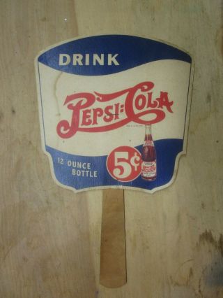 Vintage 1940 Advertising Double Dot Pepsi Cola Keystone Pete Cop Hand Fan