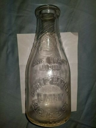 Vintage Baetz - Barber Dairy Ohio One Quart Glass Milk Bottle