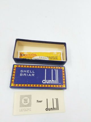 Vintage Dunhill Shell Briar Pipe Box With Paperwork