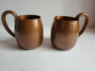 Vintage Solid Copper Moscow Mule Cups 2 Mugs West Bend Aluminum Co