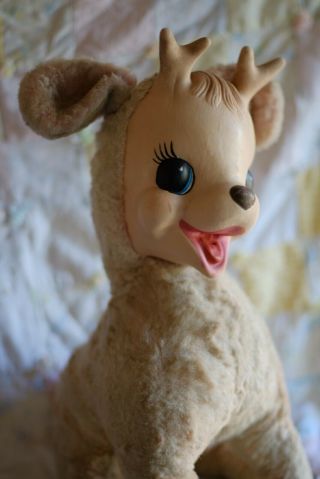 Vtg Rushton Rubber Face Stuffed Animal Deer Plush 50 