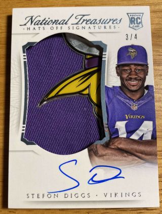 Stefon Diggs 2015 Panini National Treasures Hats Off Signatures Rookie Auto 3/4
