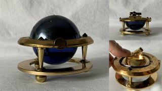 Vintage Astrological Star Sign Globe Table Cigarette Lighter - Flint No Fuel