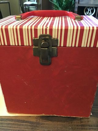 Vintage 45 Rpm Record Holder Case Red And White And Dividers For Records