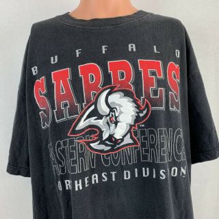 Buffalo Sabres T Shirt Vintage 90s Nhl Hockey Northeast Division Black Size L
