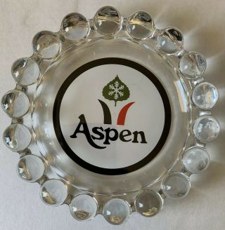 Vintage Aspen 7 " Glass Ashtray Dish Decorative Heavy Thick Ash Tray