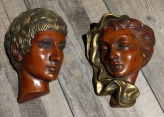 Vintage Achatit Wall Hangings Made In Germany Man Woman 8 "