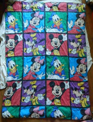 Mickey Mouse Donald Duck Goofy Minnie Comforter Blanket - Twin Bed Size Vintage