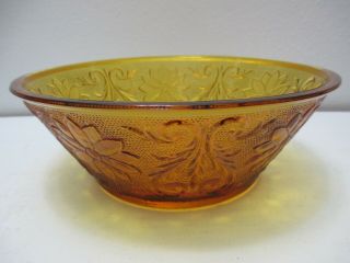 Vintage Tiara By Indiana Glass Serving Bowl Sandwich Amber 8 3/8 " D