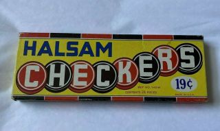 Vintage Halsam 24 Embossed Wood Checkers 145w Marked 19 Cents