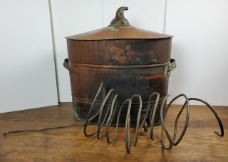 Antique Copper Moonshine Whiskey Still with Coil Great Patina 2